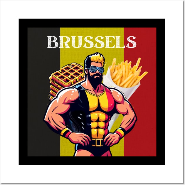 Brussels Wrestler Belgian Waffles Fries Wall Art by Woodpile